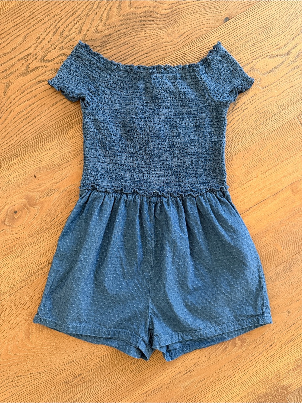 Epic Threads Blue Smocked Short Sleeve Romper